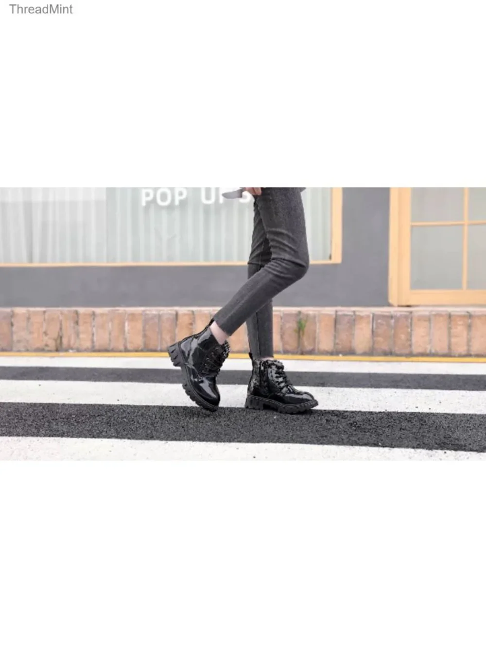 Kids Glitter Waterproof Combat Ankle Boots with Side Zipper